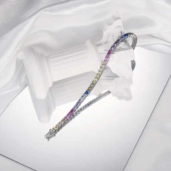 925 Sterling Sølv Armbånd, Zirkon, Hypoallergenisk, Klassisk Stil,Farverig, 20cm