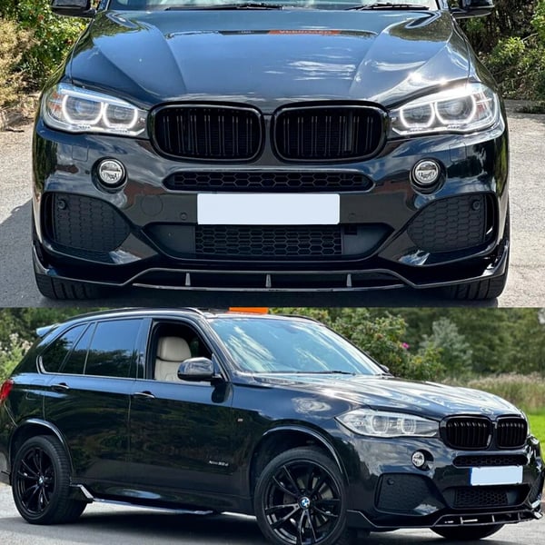 Front Bumper Spoiler Splitter, Passer til BMW X5 F15, Glanssort Finish,Glansende Sort