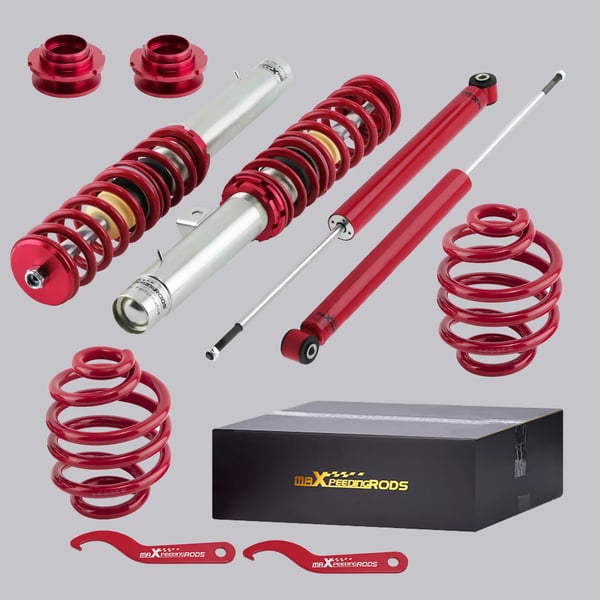Coilover affjedringskit, justerbar højde, fjederhastighed 7 kg/mm, varevægt 22 kg, varelængde 45 cm, varebredde 54 cm