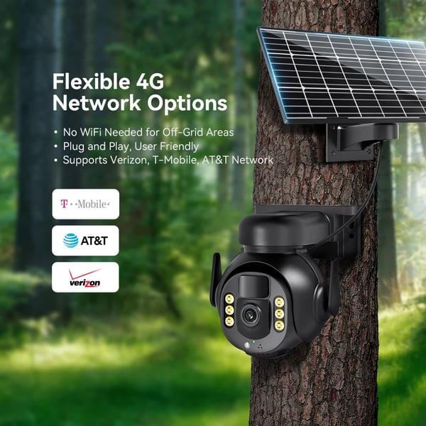 Udendørs PTZ-kamera, 8MP HD, 10X digital zoom, 64G lagerplads,8MP 64G kort, EU stik
