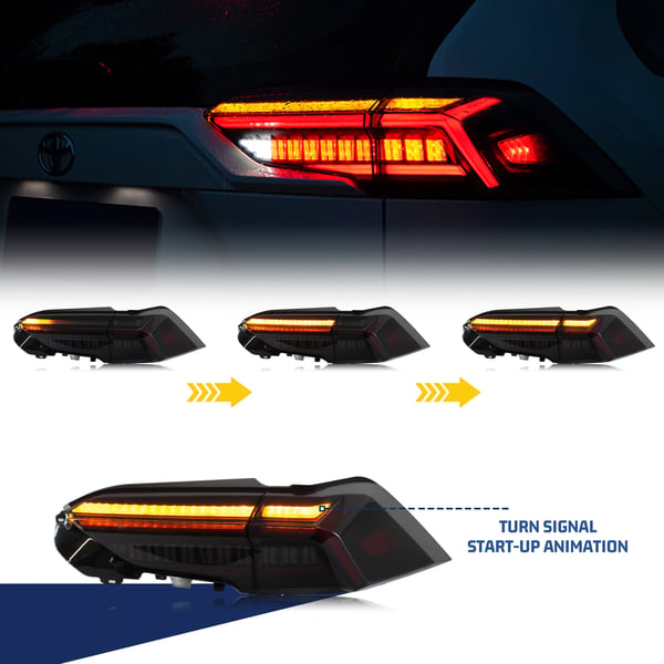 LED Baglygtesamling, Spænding 12 V, Effekt 35 W, Lumen 3400 LM, Til RAV4 2019-2025, Sekventiel Blinklys