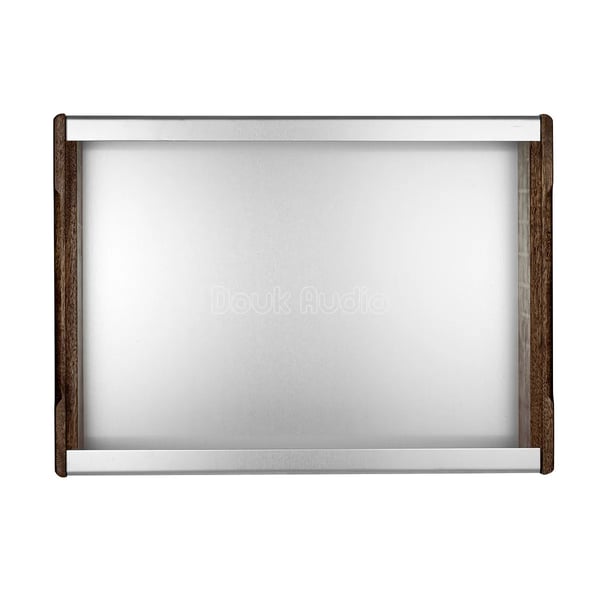 Forstærkerhus, aluminium- og trædesign, 420mm x 305mm x 70mm, nem DIY-samling, kompatibel med forskellige forstærkermodeller