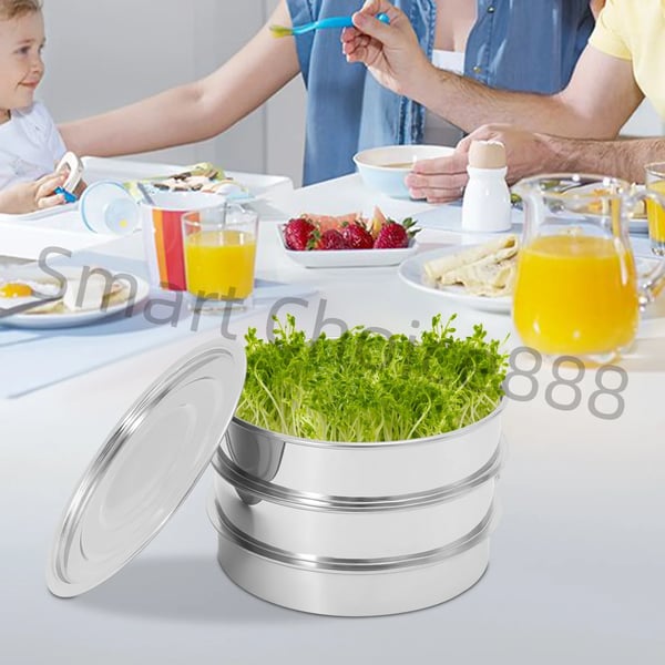 Frøspiringskit, To-niveau design, Holdbart rustfrit stål,Lys Grå