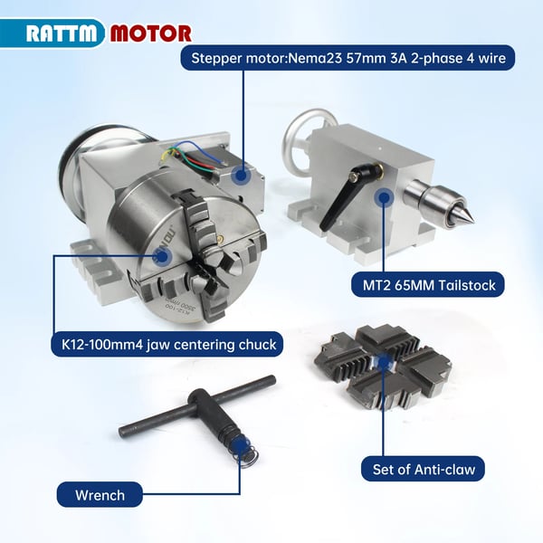 K12-100mm 4-Backig Chuck, Manuell Drift, CE Certifierad, Precision Kontroll