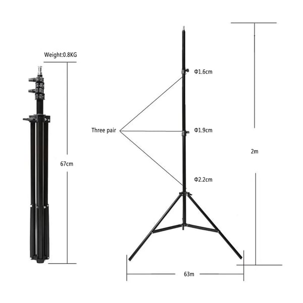 Ljusstativstativ, Justerbar Höjd, Lätt Design,200cm