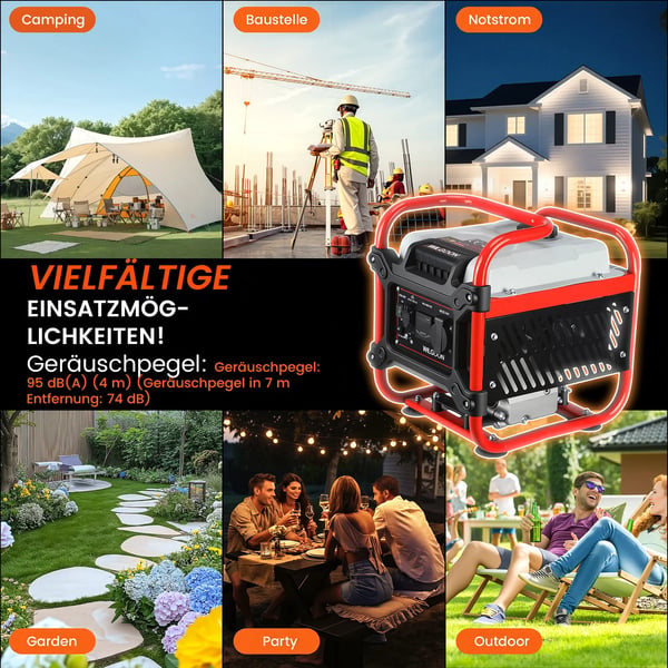 Invertergenerator, 900W Nominel Effekt, 1000W Maksimal Udgang, 230V Spænding, 16A Strøm, 4-Takts Motor