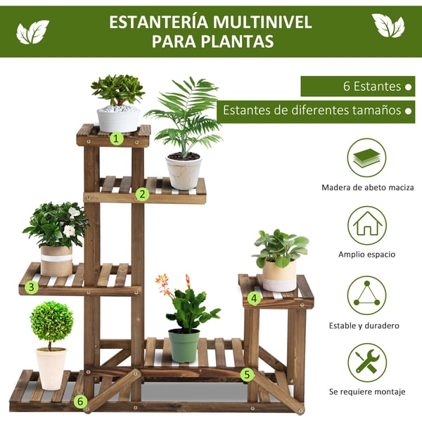 Plantebord, Multi-Niveau Design, Fyrretræ Konstruktion,Naturligt Træ, 95x28x96.5 cm