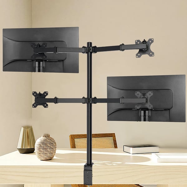 Quad Monitor Mount, Justerbar Højde, 360° Rotation,sort