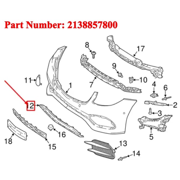 Front Bumper Trim, Kompatibel med Mercedes-Benz E-Class W213, Holdbar ABS Plast,som vist