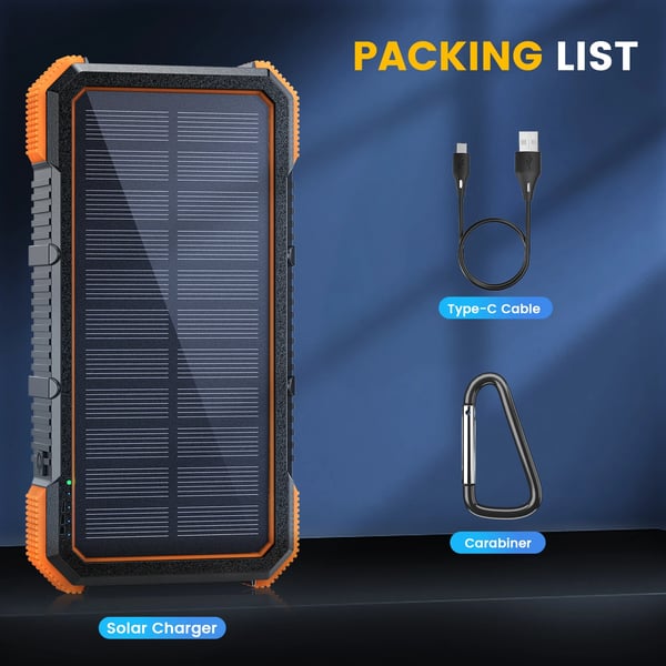 Solenergi Power Bank, 32000mAh Kapacitet, Trådløs Opladning,32000 mAh