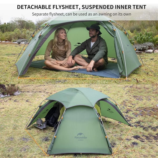 Trekking Telt, Dobbelt Lag, Vandtæt Design,20D - T-zipper