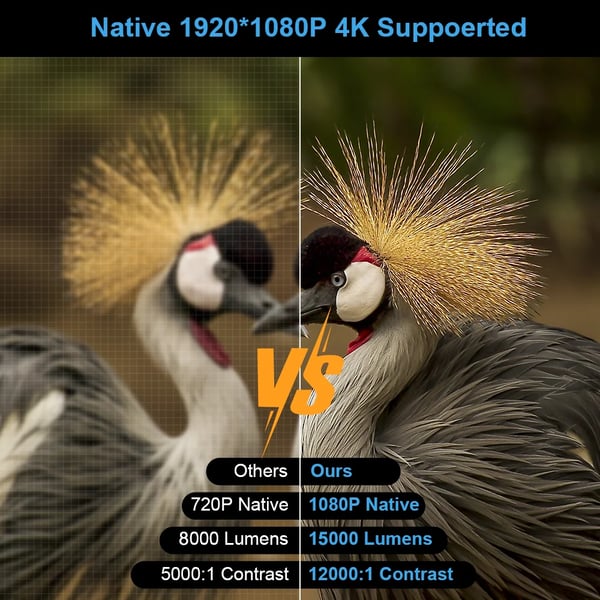 4K LED-projektor, 15000 lumen ljusstyrka, Android 9.0-system,Android-version