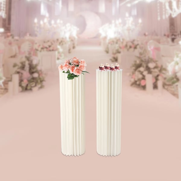Cylinder Blomsterstand, Genanvendeligt Design, Robust Struktur,Mælkehvid, 2PCS