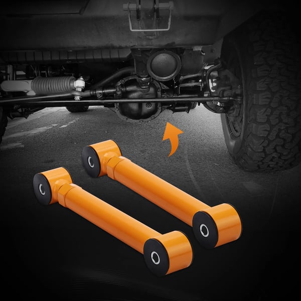 Justerbart kontrollarmskit, kraftigt legerat stål, kompatibelt med Jeep-modeller.