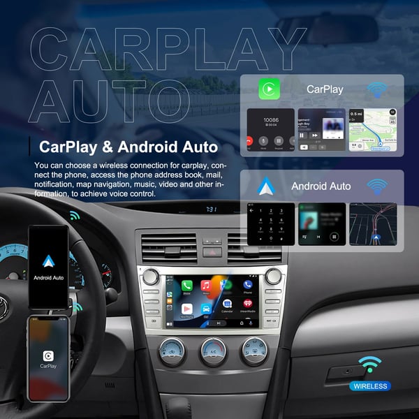 Bilradio, Touchskærm, Kompatibel med Toyota Camry 2006-2011,2 + 64G CarPlay