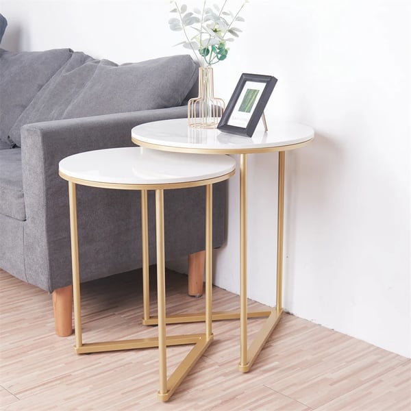 Pesivä Taulukot, Moderni Pyöreä Muotoilu, Elegantti Metallipohja,VALKOINEN
