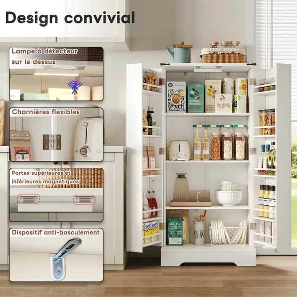 Opbevaringsskab, Justerbare Hylder, Moderne Design,60×35×128,5 cm