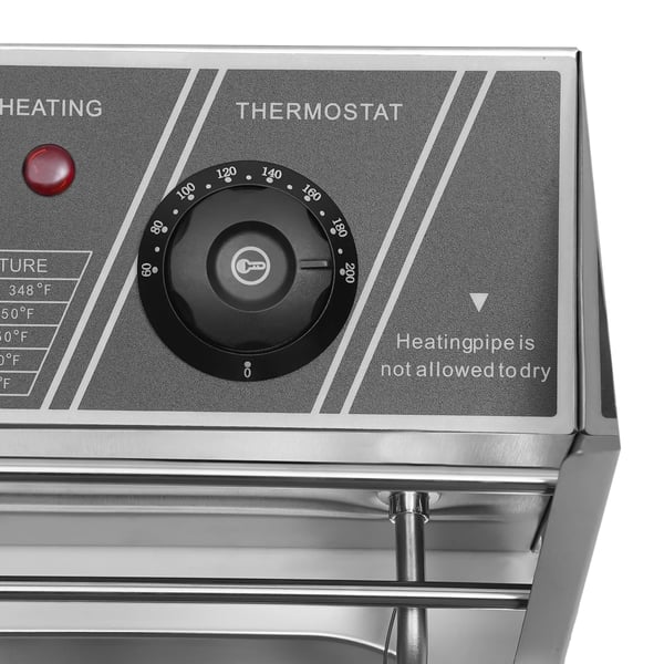 Enkeltcylinder frituregryde, 3.2KW, 12.7QT kapacitet, 220V, justerbar temperatur, dimensioner 55cm x 43cm x 27.8cm