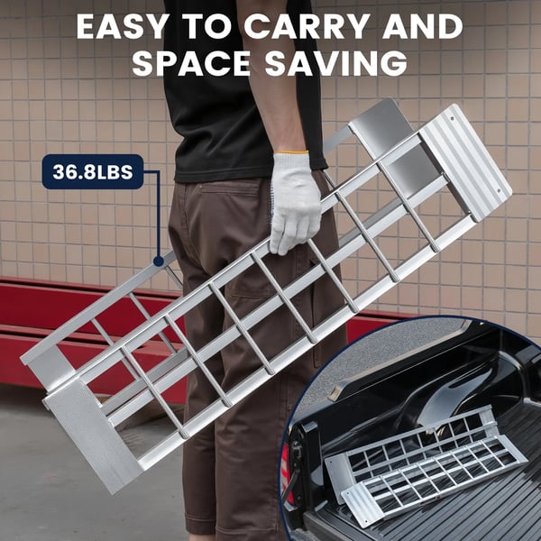 Laste rampe, kraftig plast, 36" L x 8" B, 1500 lbs kapacitet, skridsikker overflade, letvægtsdesign