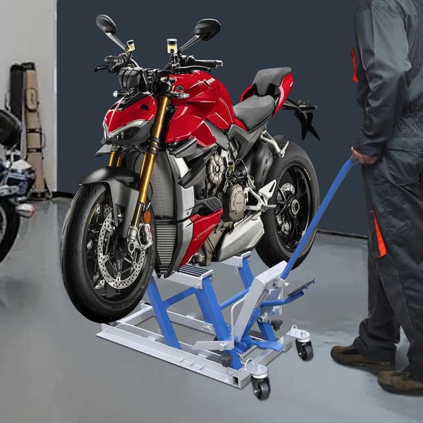Motorcykel Løfteplatform, 680kg Kapacitet, Hydraulisk Betjening,Blå
