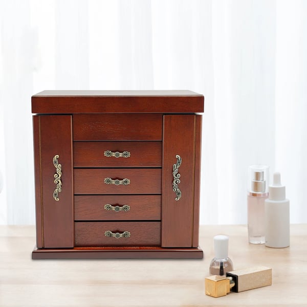 Smykkeskrin, Vintage Design, Flere Opbevaringsrum,brun