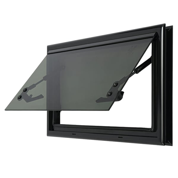 Campingvognsvindue, Fluenet, Skub-ud Design,sort