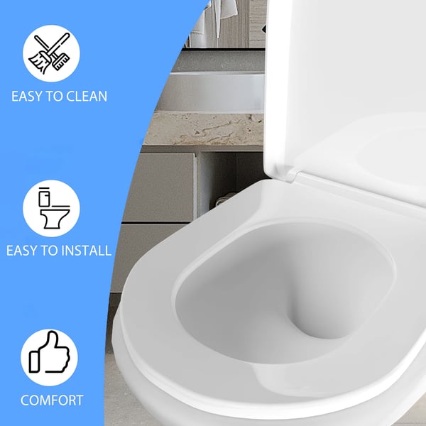 Toiletbræt, Duroplast Materiale, Standard D-formede Dimensioner, Universel Montering, Blød Lukke Mekanisme, CE Certificeret