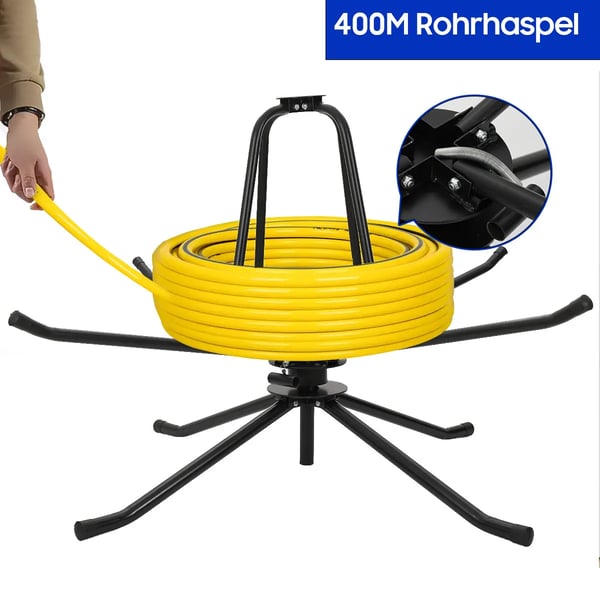 Rørspole Dispenser, Fremstillet af DC01 Stål, Understøtter Rørspoler op til 600 meter, Firebenet Stativ for Stabilitet, Inkluderer Bærepose