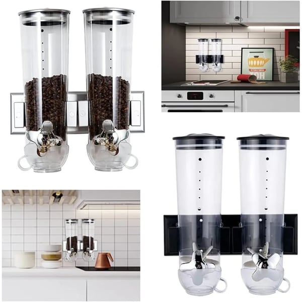 Cereal Dispenser, Vægmonteret Design, Lufttætningsmekanisme,Sølv
