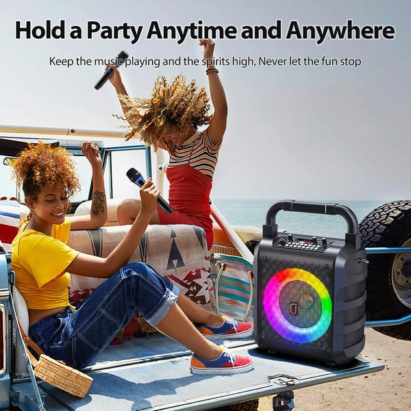 Karaoke-maskin, dubbla trådlösa mikrofoner, Bluetooth-anslutning, bärbar design