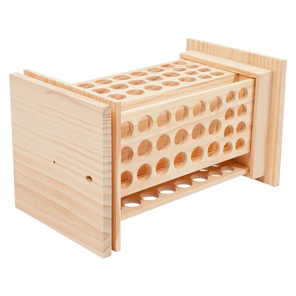 Eterisk Olja Flaskställ, 125 Hål, Rotbart Design,ljus gul, Trä