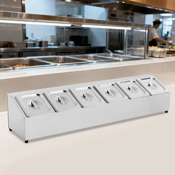 Ingrediensbeholder, Rustfrit Stål, Pladsbesparende Design,9L, 6-gitter, Sølv