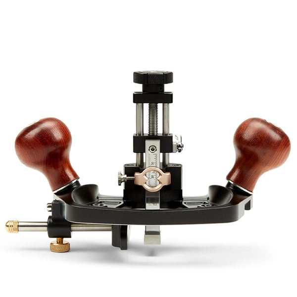 Routerplan, bladbredde 0,5” (12,7 mm), skæredybde op til 1,5” (38 mm), stållegeme, justerbar grænse, dobbeltblad design