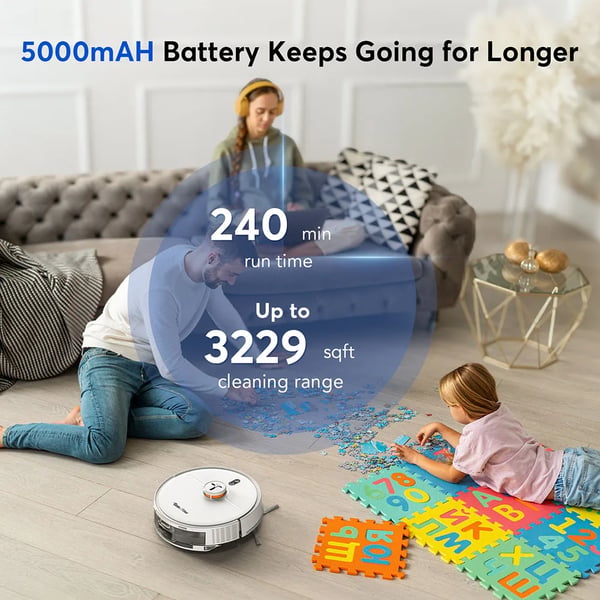 Robotti-imuri, 6000Pa Vahva Imu, LiDAR-Navigointi,EU, Teendow D20S MAX