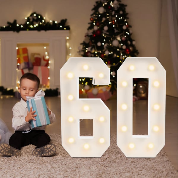 Digital ramme, 20 LED-pærer, batteridrevet, varm lysfarve, 2000-3000K temperatur, gulvstående