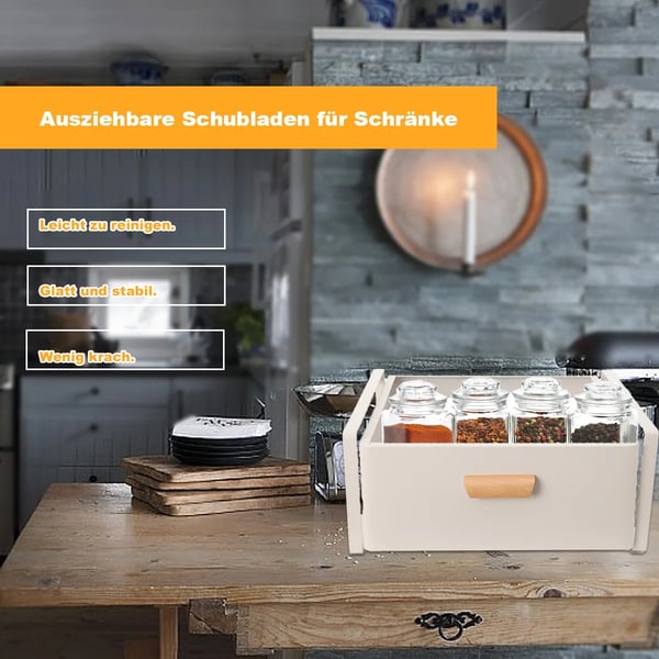 Utrækkelig Opbevaringsorganisator, Robust Design, Nem Installation, Stille Glidning