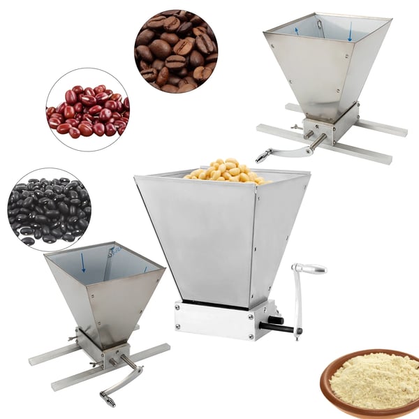 Maltti-kvarnkross, rulle i rostfritt stål, justerbart rullavstånd 0.1-2.5mm, malningshastighet 8lbs/min, total höjd 260mm, inmatningsöppningens storlek 220mm x 210mm