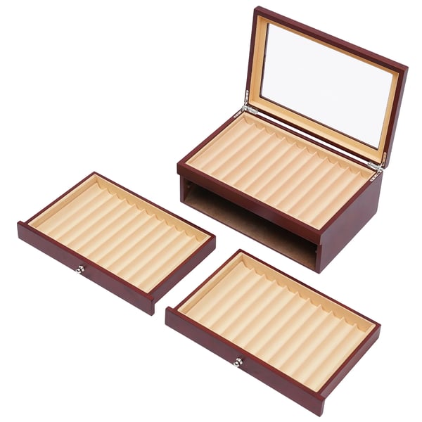Pen Organizer, 3-lags Display Case, 34 Slot Opbevaring,Rød
