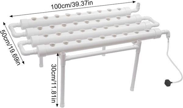 Hydroponiska förökningssystem, 4 rör, 36 planteringsplatser