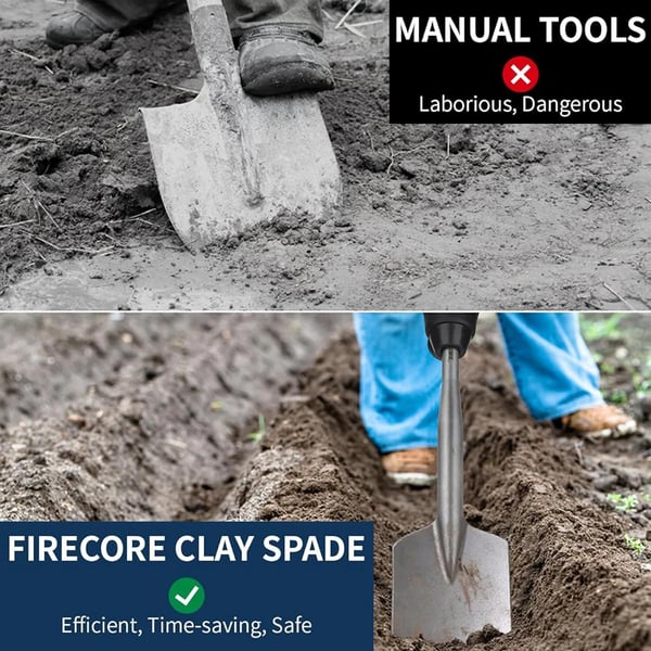 Clay Spade, kromi-vanadiini teräs, neliömäinen kahvasuunnittelu,Tasohakkuu
