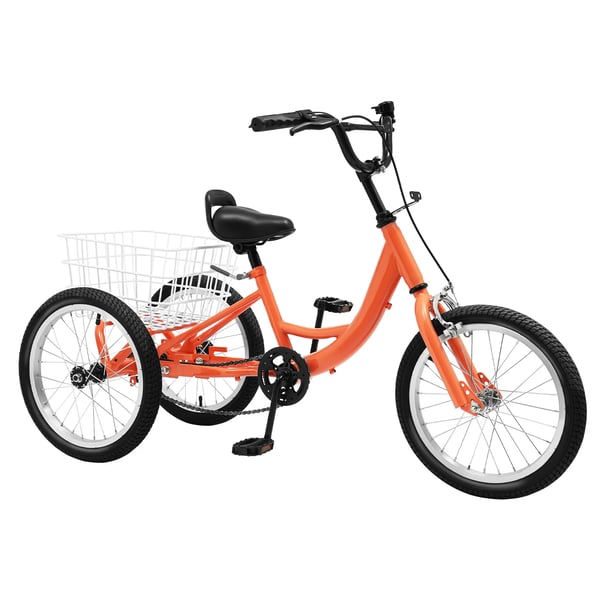 Børnecykel, Lys Orange, Enkelt Gear Kæde med Bagkurv,Appelsin