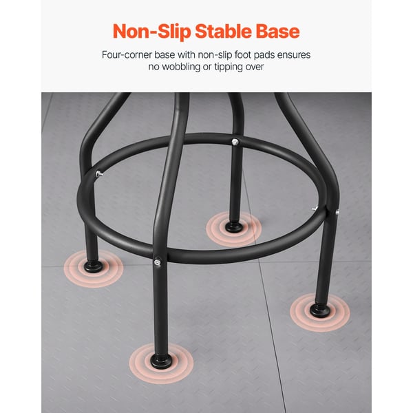 Shop Stool, Robust kulstofstålramme, Justerbar højde 40,6-44,9 tommer, Understøtter 300 lbs, 360° drejelig, Skridsikre fodpuder