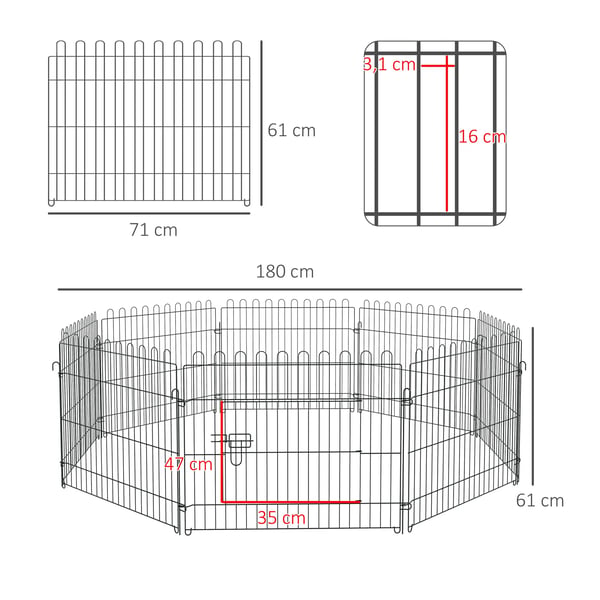 Husdjursstaket, vikbar design, för inom- och utomhusbruk, enkel åtkomstgrind, Svart
