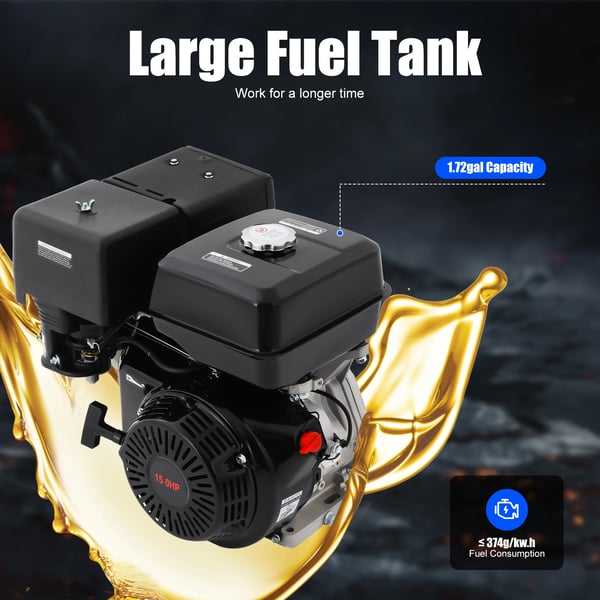 Bensinmotor, 15hk Effekt, Luftkyld Design,svart