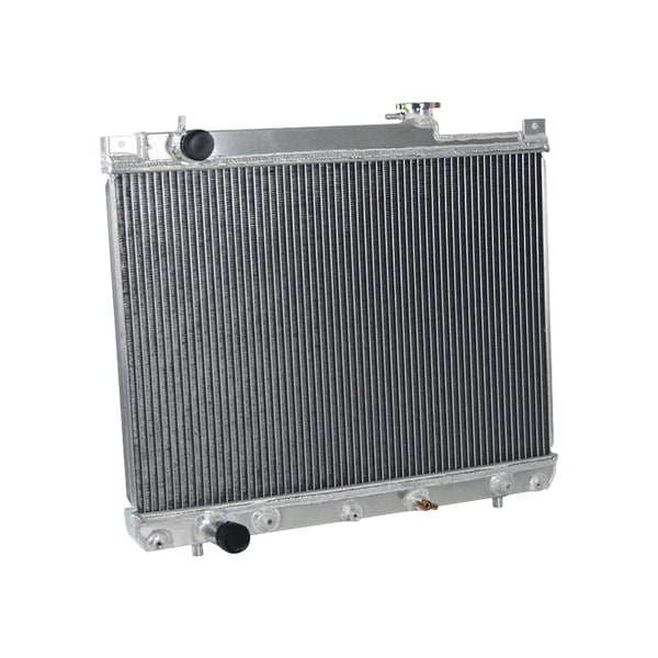 Radiator, legering aluminium, kerne størrelse 425mm × 599mm × 26mm, samlet størrelse 564mm × 618mm × 110mm, indløbsdiameter 34mm, udløbsdiameter 34mm