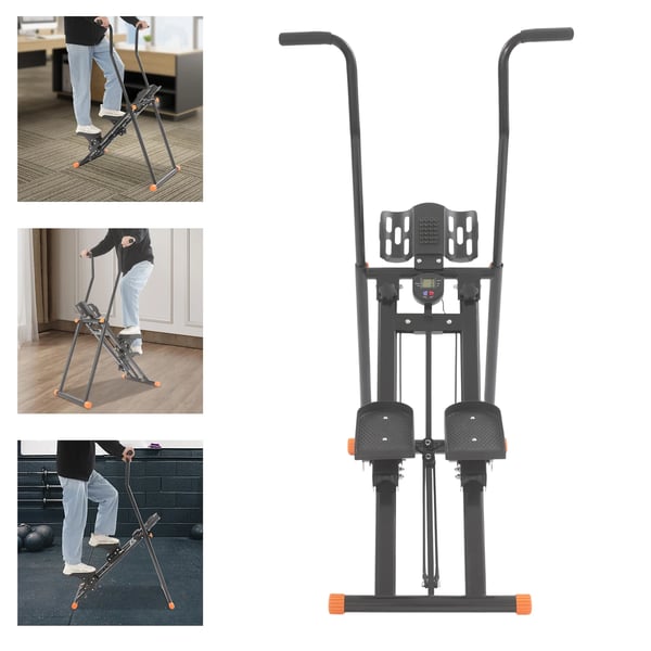 Trappe Stepper, Vertikal Design, Justerbare Pedalvinkler,sort