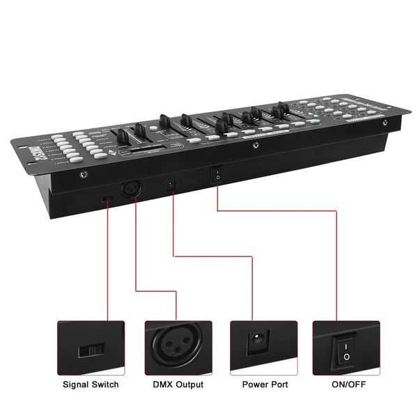 DMX512 Konsol, 192 DMX Kanaler, Programmerbar Scene Kontrol,sort