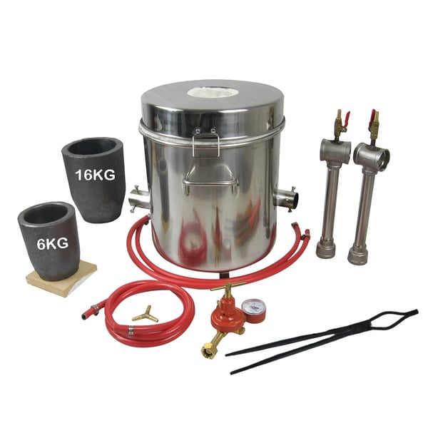 Metal Smelteovn, 16 KG Kapacitet, Egnet til Smeltning Under 1300°C, Kombinationsmodel, Holdbar Metal Konstruktion, Bærbart Design