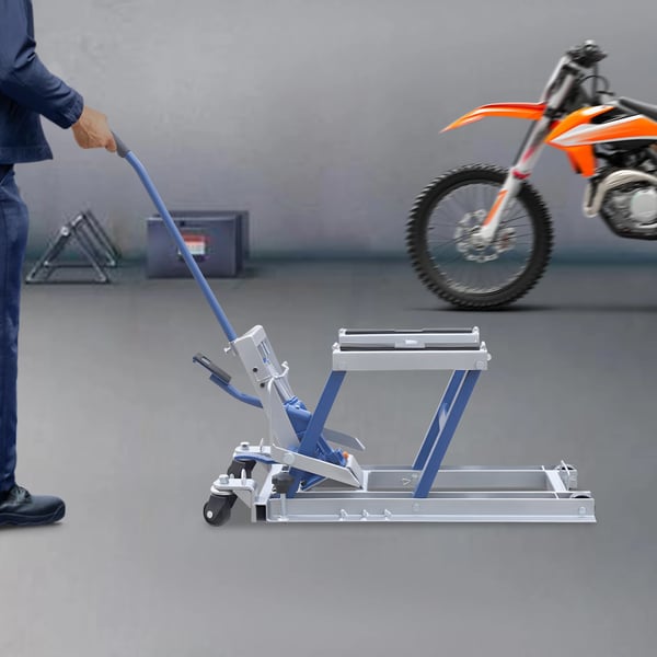 Motorcykellift, hydraulisk betjening, maksimal belastning 680 kg,Blå