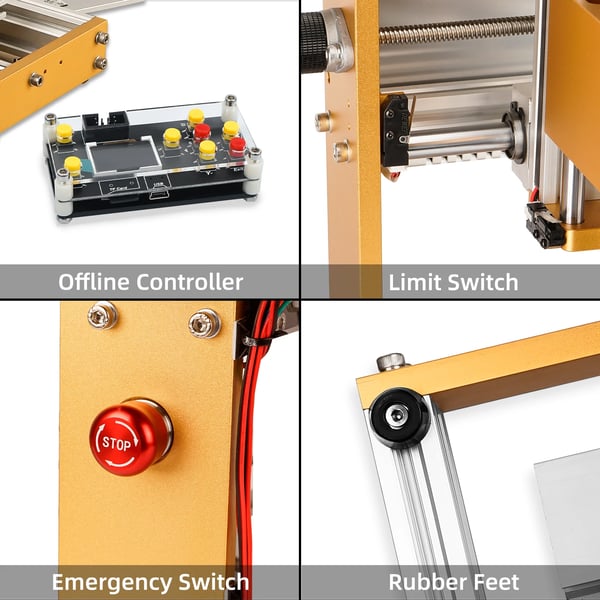 CNC Router Maskine, 500W Spindeleffekt, 11.8*7.1 Tommer Arbejdsområde,Maskin Sæt